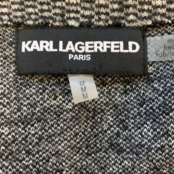 Karl LAGERFELD Grey Mixed Tweed Longline blazer Jacket coat Sz M - Picture 9 of 11